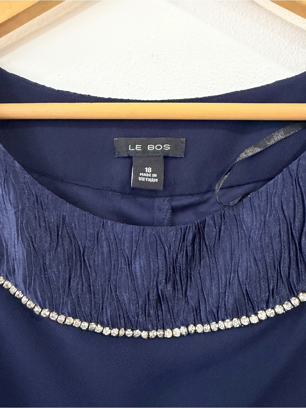 Le Bos Navy Dress with Beaded Trim - Picture 3 of 9
